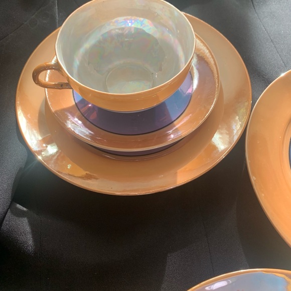 TT Takito Iridescent Hand Painted Lusterware Tea Set with Lunch/Dessert plates - Picture 7 of 15